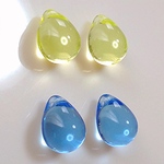 激レア【美品アウトレット品】チェコビーズ✻ドロップ10×14mm　ジョンキル２個＆サファイア２個