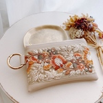 インド刺繍のフェイクレザーカードポーチ