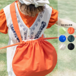 きんちゃく ショルダーバッグ シンプル リネン キャンバス 斜めがけ 大きい トート 2way ［アプリコット］オレンジ