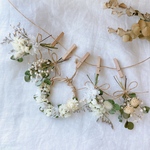 【送料込】・*:.。White Green 。.:*・ハーフリース＊ナチュラルドライフラワーガーランド＊ミニブーケ