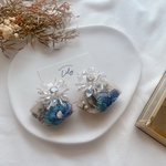  ◆一点もの◆clear beads flower インド刺繍ピアス/イヤリング◆大ぶり　