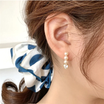 silver925芯𓐍３連パール×ジルコニアハート　ピアス/イヤリング　ゴールド