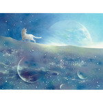 【送料無料】パステル画　原画 ～星と空の世界 ～昼の星 夜の光～  (額付き) 