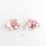 紫陽花（ピンク×紫）のピアス/イヤリング