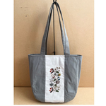 種の模様　刺繍トートバッグ