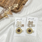 【 送料無料‼︎ 】ヘアクリップ2点set ❁ ベビー　キッズ　キッズヘアピン　かぎ針編み　うさぎさん　ひまわり