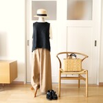 【受注制作】ベビーリネンヨーク付ワイドパンツ(キャメル)