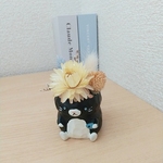 〈プリザーブドフラワー〉ネコちゃん（白黒）