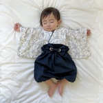 七五三祝いSale ベビー袴 ネイビー アンティーク柄 袴 100日 753 初節句 お正月 誕生日 七五三 袴 ひなまつり おうちフォト