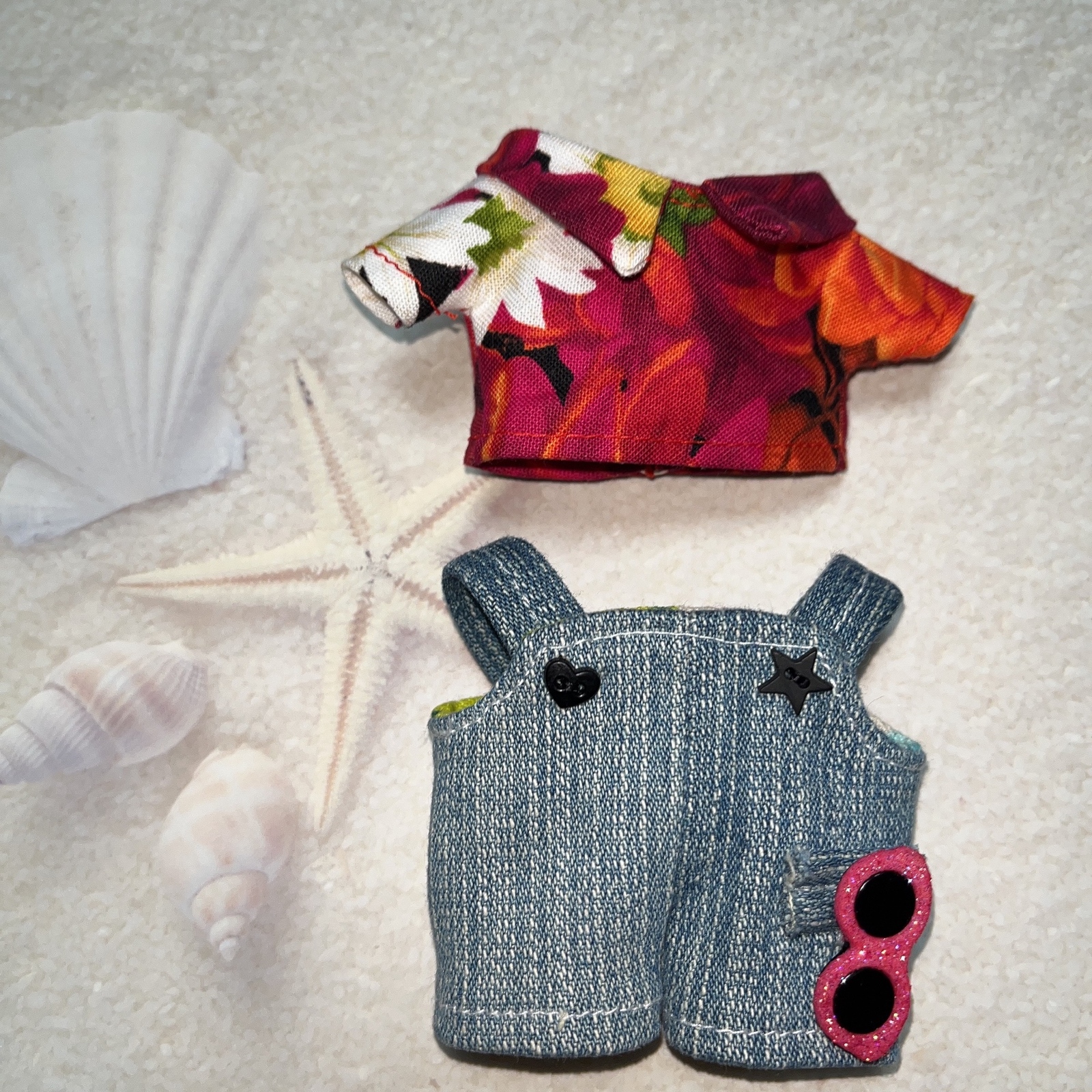 にじぱぺっとサイズ ぬい服 襟付きシャツ&サロペットB - 時紡〜とき