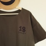 モスグリーン   綿麻ゆったりTシャツ