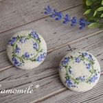 「再販」ラベンダーリースの刺繍ブローチ