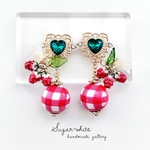 🍓 strawberry ball ✵ 苺とギンガムチェックの耳飾り  ピアス・ イヤリング  