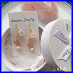 天然石×桜瑪瑙×ストロベリーアイリス×ゆらゆら×ピアス×アクセサリー×パワーストーン