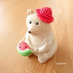 しろくま貯金箱 Summer ⛱.⋆* 　　　　 麦わら帽子とスイカＡtype