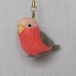 モモイロインコ　　羊毛ストラップ　
