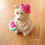 しろくま貯金箱 Summer ⛱.⋆* 　　　　 麦わら帽子とスイカＢtype