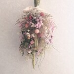 大人可愛いくすみ系【スモークツリー・Pink＆White】スモークツリーアレンジ・スワッグ