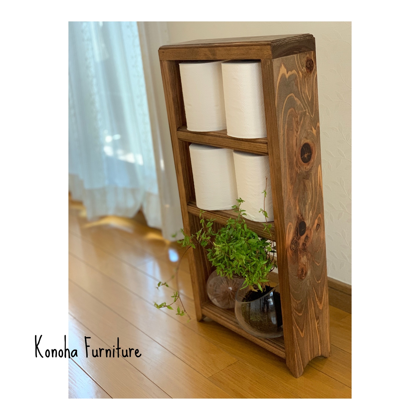 アンティーク風】木とアイアンのスリムハンガーラック - 家具工房