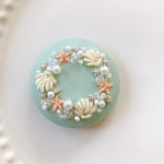 ビーズ刺繍くるみボタン（ヘアゴム/ブローチ）