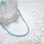 ターコイズブルー×淡水パール　ビーズネックレス