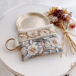 インド刺繍のフェイクレザーミニポーチ