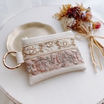 インド刺繍のフェイクレザーミニポーチ