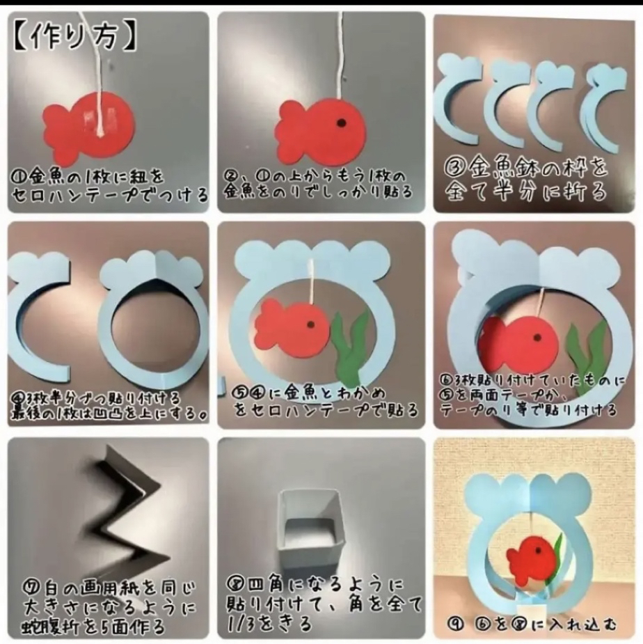金魚すくい　製作キット　壁面飾り　夏　保育　高齢者　ペーパークラフト 金魚すくい 製作キット 壁面飾り 夏 保育 高齢者