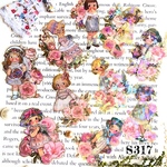 送料無料【S317コラージュ素材】海外PETシール　女の子　ジャンクジャーナル　日記　おすそ分け　スクラップ　