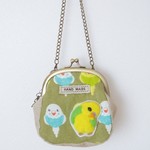 セキセイインコ◇がま口財布ポーチ◇持ち手付き小鳥
