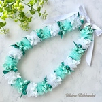 シフォンウェディング レイ　《アクア》 ハワイアンリボンレイ 