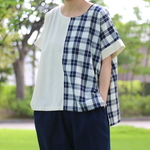 ⚪︎新作⚪︎備後節織の色合わせブラウス（半袖）二重弁慶