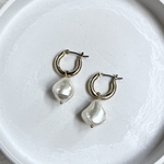 shell pearl hoop pierce(gold)