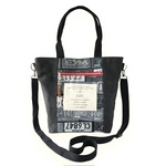 黒帆布＋デニム柄帆布の2wayトートバッグ
