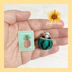 ♡季節のフルーツ 羊毛フェルトアクセサリー♡ミニチュアすいかパンダ 単品 チャーム 夏すいかver. ひまわりチャーム summer charm miniature panda watermelon 