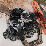ハロウィン～黒薔薇と十字架のレクイエムチョーカー～ ペット用アクセサリー ペット用チョーカー シスター 悪魔 魔女 死神 薔薇 吸血鬼 ヴァンパイア ハロウィン 撮影会 犬 猫