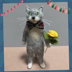 no.235 黄色いバラとグレーの猫さん