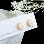 ~卯の花~ 阿波 和紙 鉱石 イヤリング / ピアス ( 揺れない　小ぶり　伝統工芸　一粒　ホワイト )