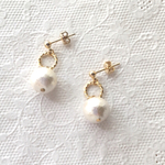 ツイストリング＆コットンパールピアス/イヤリング