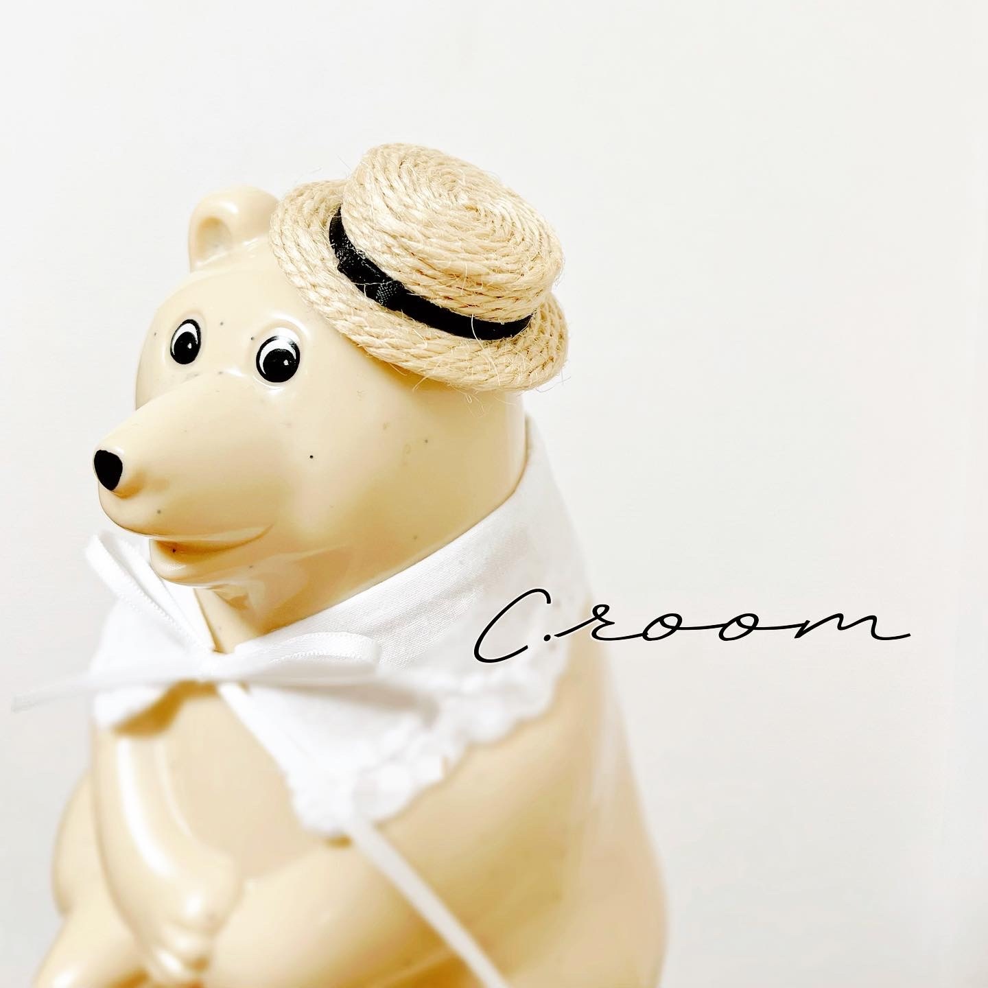 しろくま貯金箱】カンカン帽（麦わら帽子風） - C.room | minne byGMO 