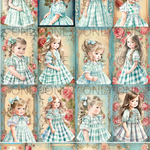 コラージュシート　LITTLE GIRL MINT　 デザインペーパー