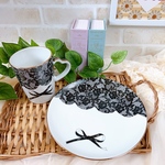 【在庫一掃￥1.500均一SALE】 18㎝クラシカルなりぼん×レース柄mixプレート&マグカップ