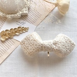 #33 クリーム インド刺繍リボン ポニーフック ヘアアクセサリー うさ耳リボン
