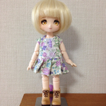オビツ11サイズ　花柄プリーツワンピース/むらさき