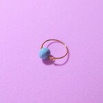 ラスト一点です【再販】ブルーオパール 天然石 ワイヤー ピンキーリング