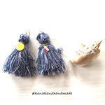【再販2】 Denim tassel earrings with smile and star