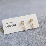 ガラスストーンとパール　ピアス／イヤリング　樹脂ノンホールピアス・金属イヤリング・サージカルステンレスピアス　パーツ変更可能