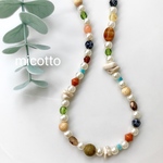 multicolored stones 色々天然石とパールビーズネックレス