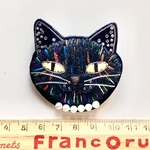 猫の刺繍ブローチ 【黒猫さん】