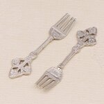 【g0548-3】 即納 フォークのチャーム　15*65ミリ　18本入り 色消しシルバー